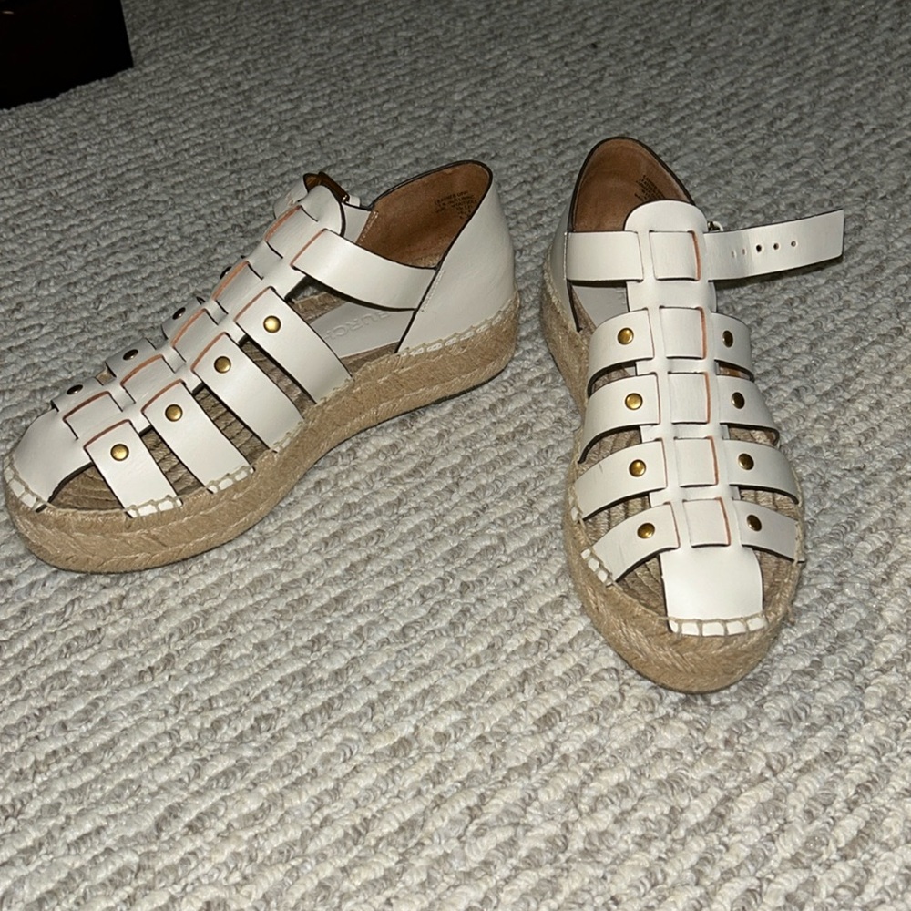 Tory Burch Fisherman Platform Espadrille Sandal size 7 - ivory